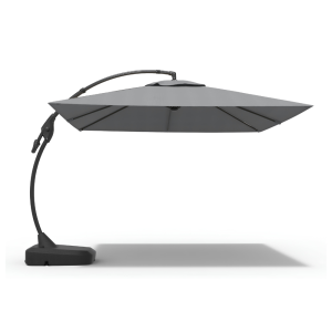 PARASOL OGRODOWY SOLANO 3×4 M SZARY Z BOCZNĄ NOGĄ