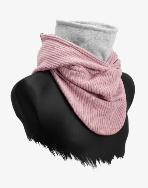 Hooded Loop (Rosé) - Kapuzenschal aus Strickstoff & Windbreaker (Rosa)