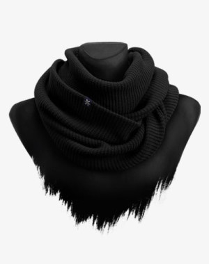 Knit Loop (Black) - Schal aus Strickstoff, Strickschal, Schlauchschal (M13)