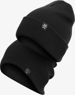 M13 Kids 2in1 Beanie - Mütze, Strickmütze, Wollmütze (Black)