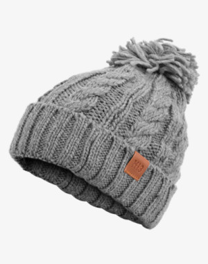 Rough Knit Beanie - Wintermütze, Strickmütze, Bommelmütze, Ashgray (M13)