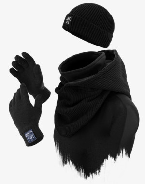 Heavy Knit Winter Set (Black) - 3 in 1 Kombiset
