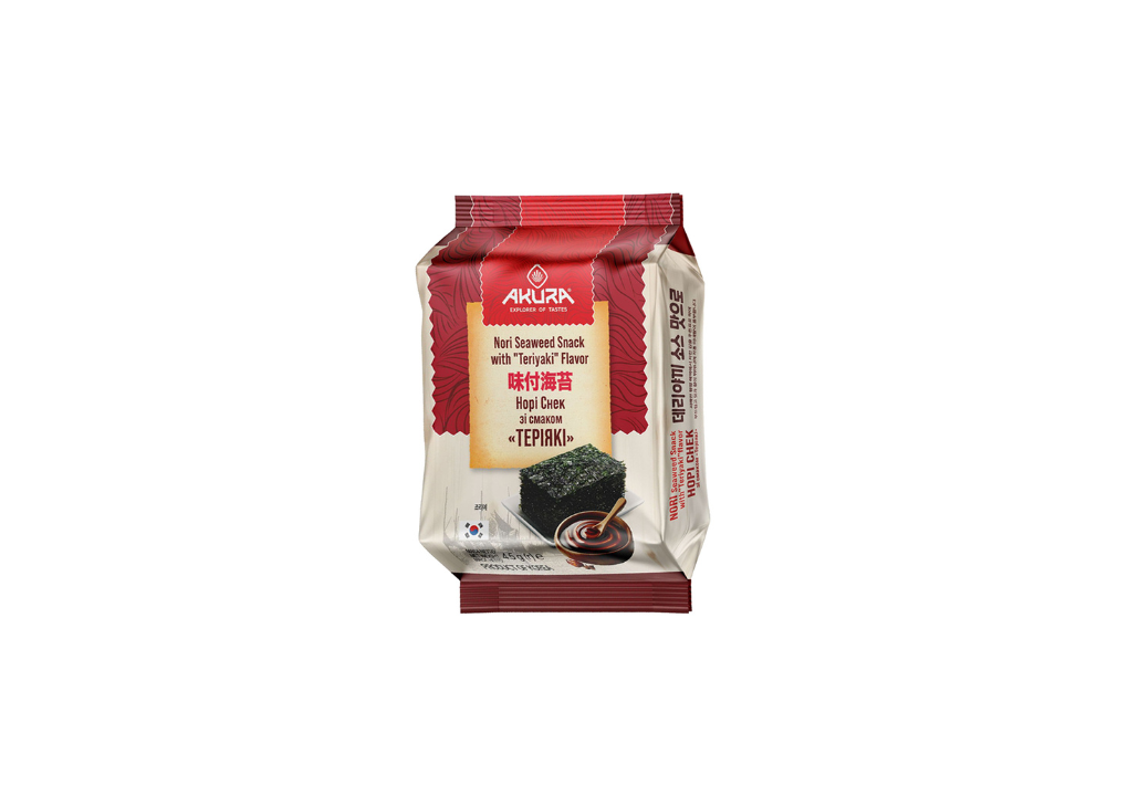 Prażone Wodorosty Nori o smaku Teriyaki 4,5g AKURA