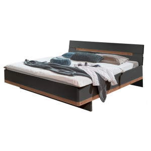 Deladeco Lit adulte moderne Ghislain Blanc/chêne ou graphite/chêne