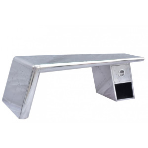 Vivabita Table basse industrielle bois et aluminium Fly Argent