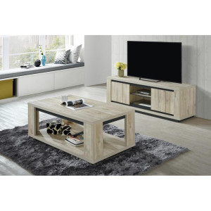 Deladeco Table basse contemporaine chêne clair Flynn Chêne clair