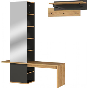 Vivabita Meuble d'entrée moderne chêne/graphite Gaspart Chêne/anthracite