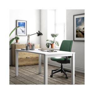 Leaderburo Bureau droit individuel Lexie Graphite, blanc, gris, hêtre, chêne moyen, acacia clair, acacia foncé, chêne veiné ou chêne grisé
