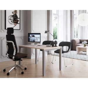 Leaderburo Bureau droit individuel Lexie Graphite, blanc, gris, hêtre, chêne moyen, acacia clair, acacia foncé, chêne veiné ou chêne grisé