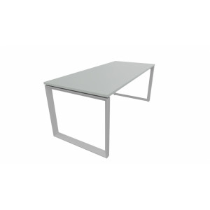 Leaderburo Bureau droit individuel piétement en U Régis Graphite, blanc, gris, hêtre, chêne moyen, acacia clair, acacia foncé, chêne veiné