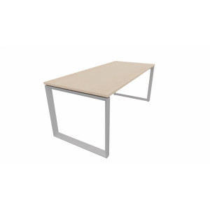 Leaderburo Bureau droit individuel piétement en U Régis Graphite, blanc, gris, hêtre, chêne moyen, acacia clair, acacia foncé, chêne veiné