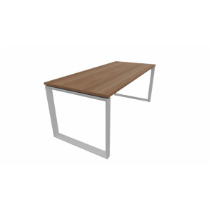 Leaderburo Bureau droit individuel piétement en U Régis Graphite, blanc, gris, hêtre, chêne moyen, acacia clair, acacia foncé, chêne veiné