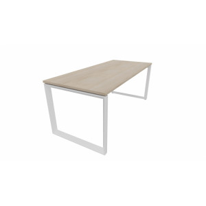 Leaderburo Bureau droit individuel piétement en U Régis Graphite, blanc, gris, hêtre, chêne moyen, acacia clair, acacia foncé, chêne veiné