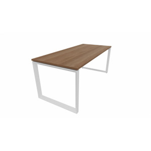 Leaderburo Bureau droit individuel piétement en U Régis Graphite, blanc, gris, hêtre, chêne moyen, acacia clair, acacia foncé, chêne veiné