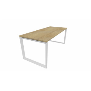 Leaderburo Bureau droit individuel piétement en U Régis Graphite, blanc, gris, hêtre, chêne moyen, acacia clair, acacia foncé, chêne veiné
