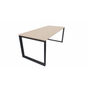 Leaderburo Bureau droit individuel piétement en U Régis Graphite, blanc, gris, hêtre, chêne moyen, acacia clair, acacia foncé, chêne veiné