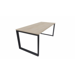 Leaderburo Bureau droit individuel piétement en U Régis Graphite, blanc, gris, hêtre, chêne moyen, acacia clair, acacia foncé, chêne veiné