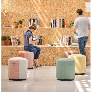 Matel5 Pouf en tissu Orense Gris foncé, beige, orange, vert d'eau, bleu, gris ou noir