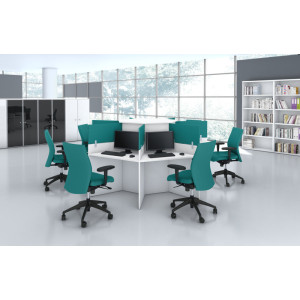 Leaderburo Bureau call center 5 places Emerick Graphite, banc, gris, hêtre, chêne moyen, acacia clair, acacia foncé, chêne veiné ou chêne grisé