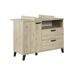 Commode à langer contemporaine Eloise Blanc ou chêne clair