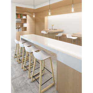 Leaderburo Lot de 4 tabourets pieds bois naturel Cador Blanc