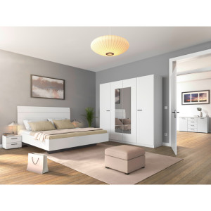 Exodecor Chambre adulte contemporaine Floraly Blanc, chêne ou gris