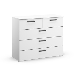 Exodecor Commode contemporaine à tiroirs Floraly Blanc, chêne ou gris
