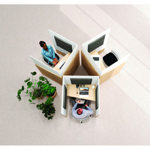 Matelpro Cabine acoustique assise Calme Chêne fil/blanc, nebraska/blanc, timber/blanc, chêne fil/argile, nebraska/argile ou timber/argile