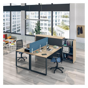 Actiburo Bureau droit individuel Ochroleucea Blanc perle, erable, hêtre, chêne clair, chêne gris et noyer
