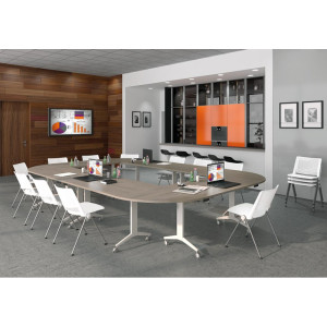 Actiburo Table d'extension abattante de réunion Berlioz Blanc perle, érable, hêtre, chêne clair, chêne gris ou noyer