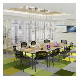 Actiburo Table de réunion polyvalente demi-lune Orcana Blanc perle, érable, hêtre, chêne clair ou chêne gris