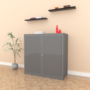 Matelpro Armoire métallique unicolore à rideaux Mendi Blanc, gris, aluminium ou noir