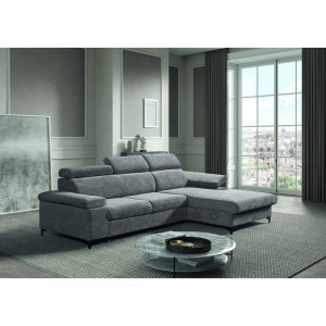Deladeco Canapé d'angle convertible en tissu Marco Beige ou anthracite