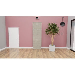 Actiburo Armoire de bureau 4 portes H 245 cm Métis Blanc perle, aluminium ou anthracite