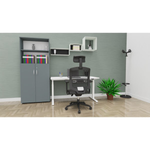 Matelpro Armoire de bureau combinée H 188 cm Online Blanc, gris clair, beige, graphite ou noir