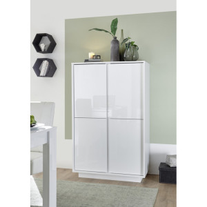 Balias Home Buffet haut blanc laqué brillant Iceland Blanc laqué brillant