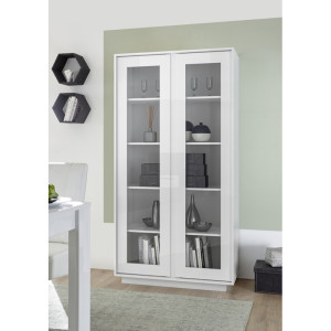 Balias Home Vitrine 2 portes blanc laqué brillant Iceland Blanc laqué brillant