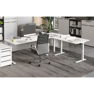 Vivabita Bureau d'angle réglable en hauteur blanc Maily Blanc  68 cm