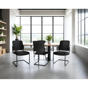 Star One Chaise de réunion en cuir noir Billy Noir
