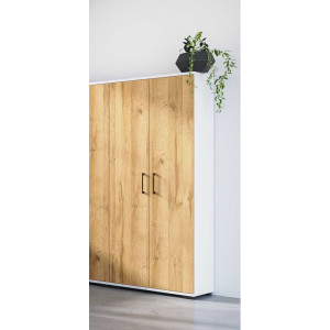 Vivabita Armoire haute de bureau chêne/blanc Organza Chêne/blanc