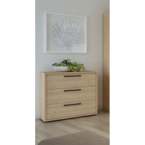 Deladeco Commode contemporaine chêne sable Juliana Chêne sable