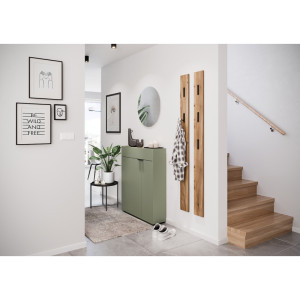 Vivabita Meuble à chaussures moderne 83 cm vert Alesine Vert/chêne