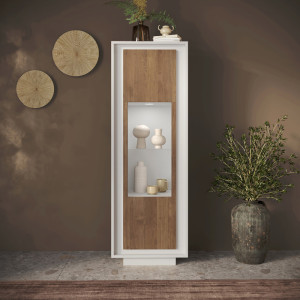 Balias Home Vitrine moderne laqué blanc mat/mercure Rosine Blanc laqué mat/mercure