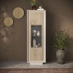 Balias Home Vitrine moderne cachemire/chêne cadiz Rosine Cachemire/chêne cadiz