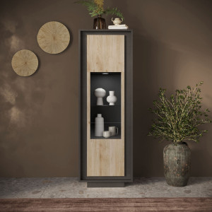 Balias Home Vitrine moderne lave/chêne cadiz Rosine Lave/chêne cadiz