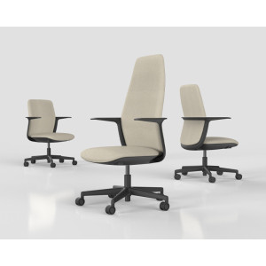 Leaderburo Siège de bureau en tissu coque noire Evita Beige, rouge, bleu foncé, bleu clair, vert, gris, noir ou marron clair