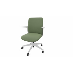 Leaderburo Siège de bureau en tissu coque blanche Evita Beige, rouge, bleu foncé, bleu clair, vert, gris, noir ou marron clair