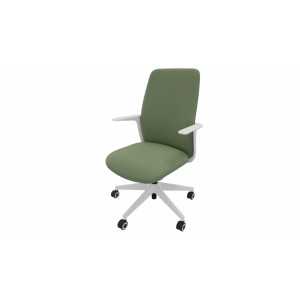 Leaderburo Siège de bureau en tissu coque blanche Evita Beige, rouge, bleu foncé, bleu clair, vert, gris, noir ou marron clair