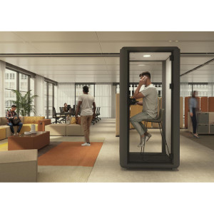 Leaderburo Cabine acoustique mobile 1 personne Hendy Extérieur : graphite - Intérieur : gris clair