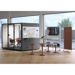 Leaderburo Cabine acoustique mobile 6 personnes Hendy Extérieur : graphite - Intérieur : gris clair